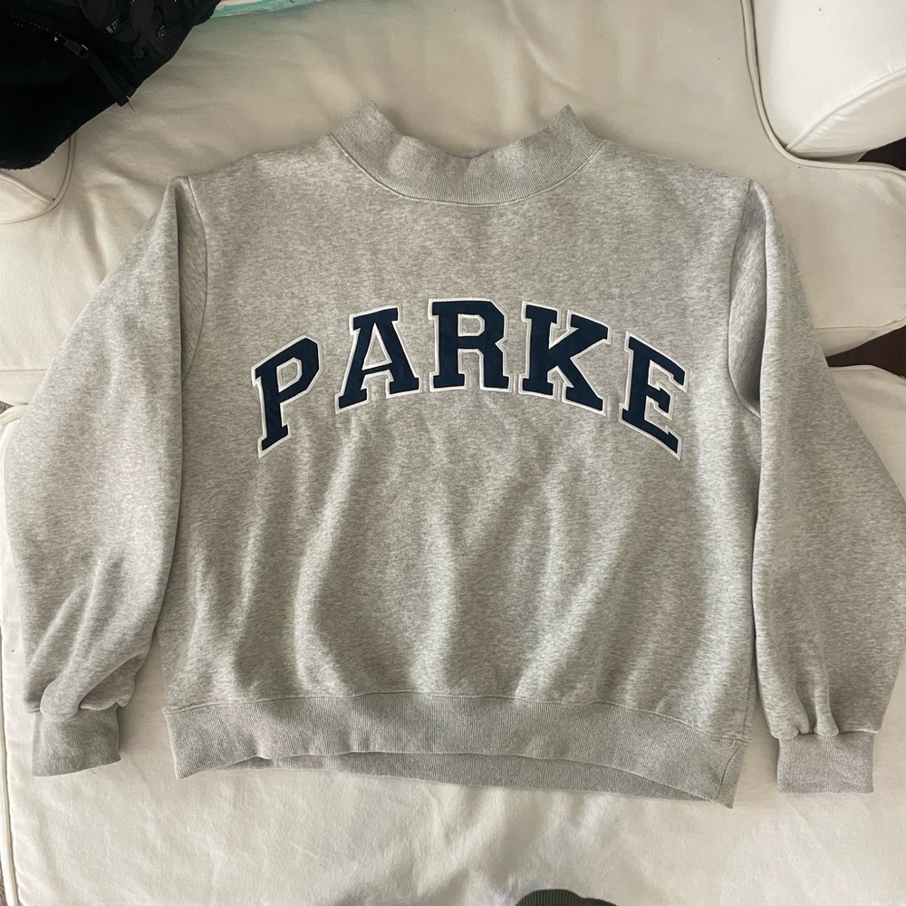 PARKE varsity mockneck grey and navy. Size l/xl